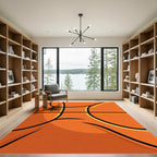 Orange Basketball Courtside Lines Rug