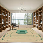 Earthy Teal Inset Square Frame Rug