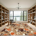 Rust Abstract Floral Bloom Rug
