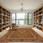 Earthy Mushroom Garden Border Rug