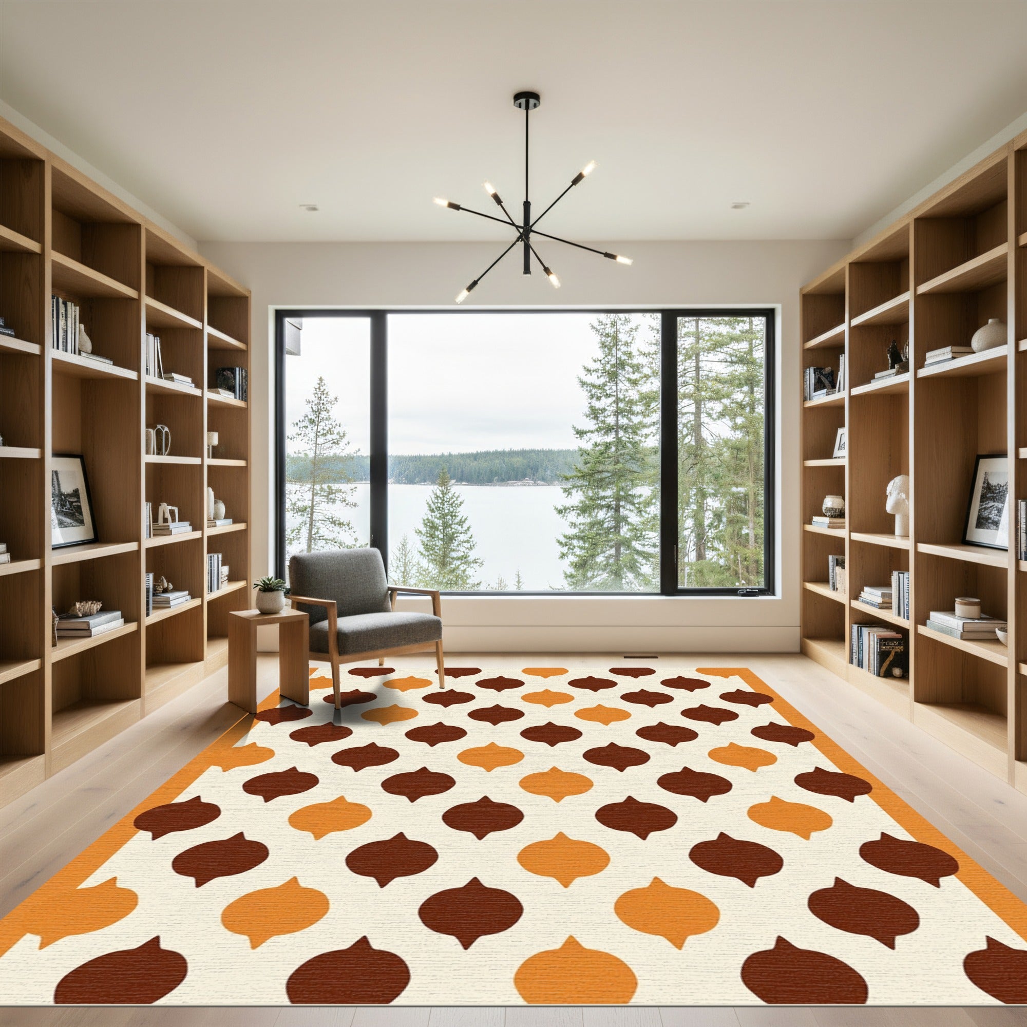 Cocoa Orange Onion Medallion Pattern Rug