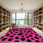 Hot Pink Black Botanical Dot Rug