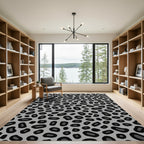 Chic Gray Black Spotted Animal Print Rug