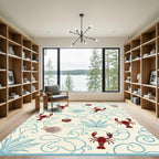 Deep Red Lobster Swirl Seaweed Rug