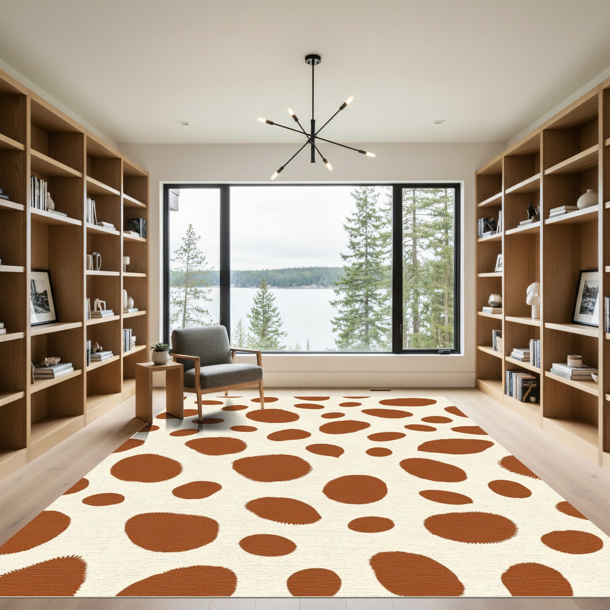 Brown Cream Spotty Blob Rug