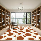 Brown Cream Swirl Dot Geometric Rug