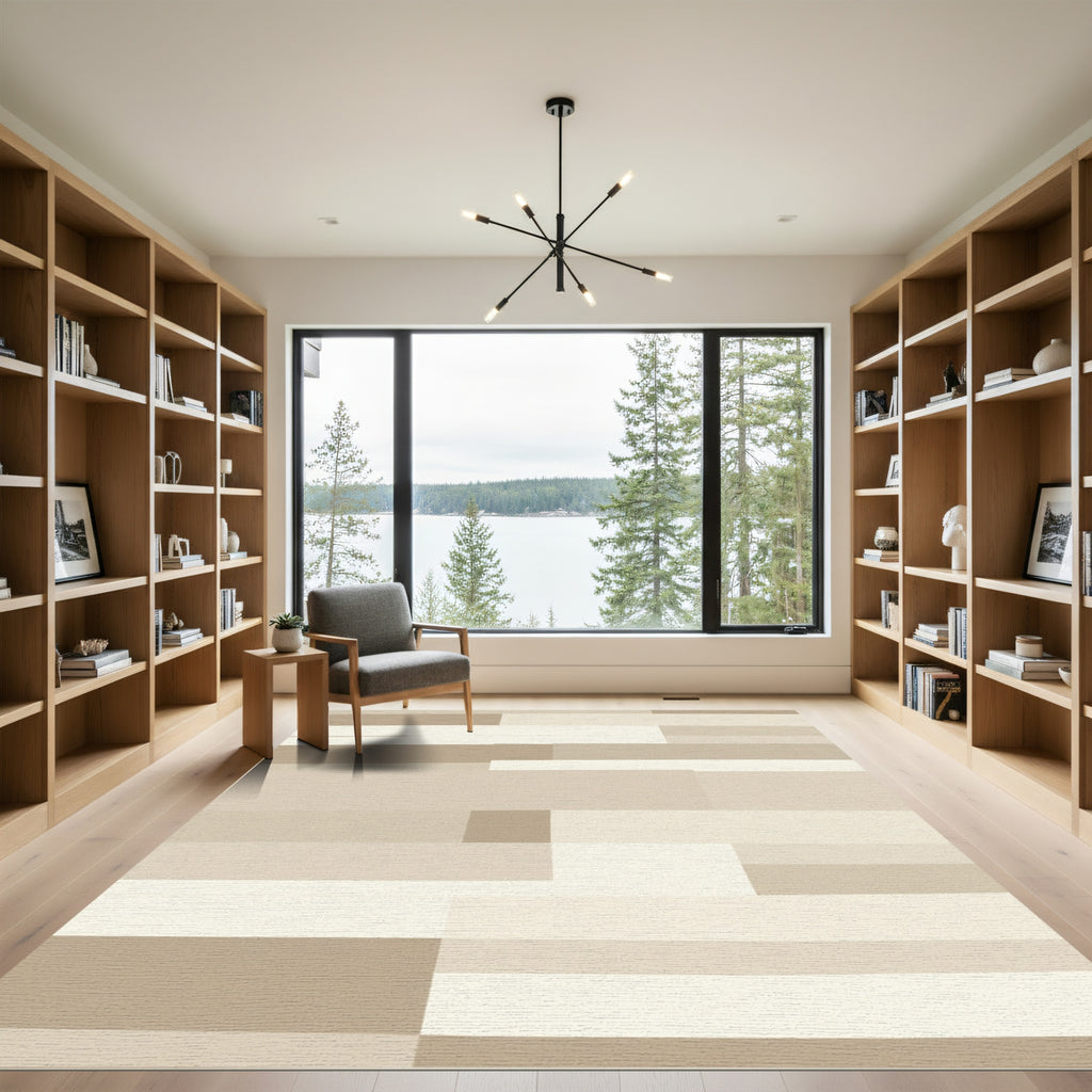 Neutral Tones Geometric Blocks Rug