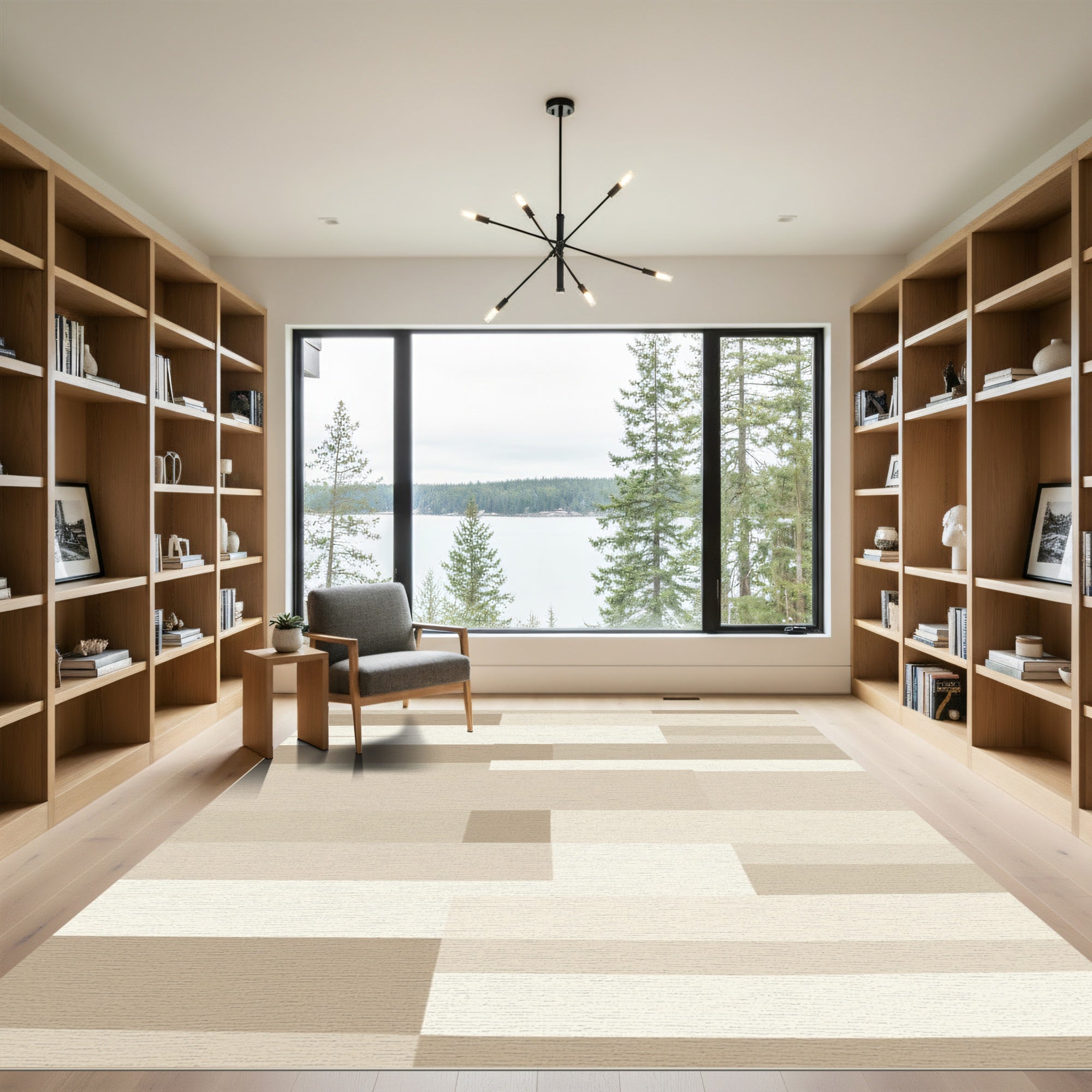 Neutral Tones Geometric Blocks Rug