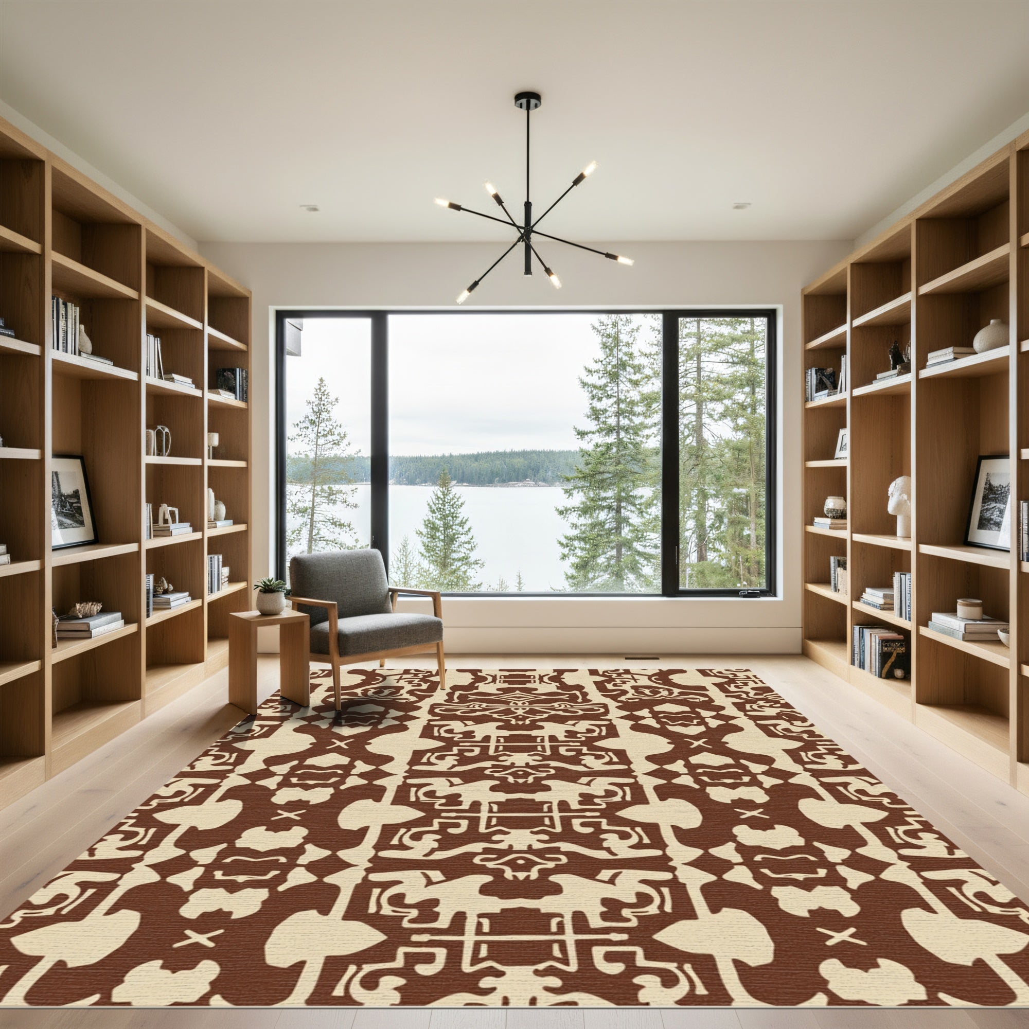Brown Creme Ornate Regal Lattice Rug