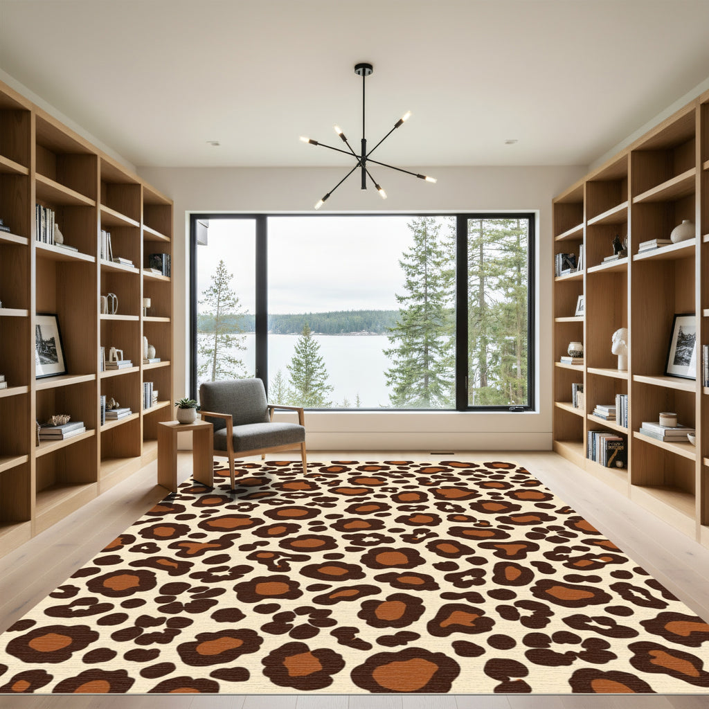 Brown Cream Leopard Spots Rug