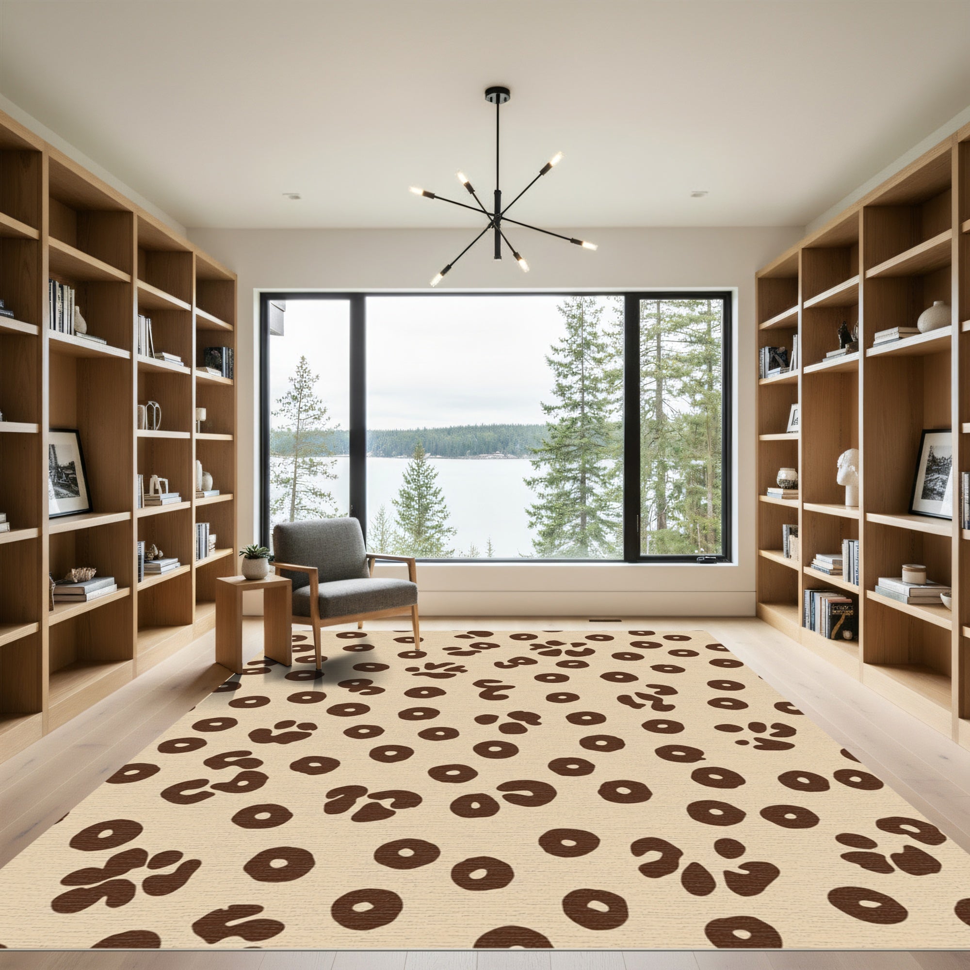 Brown Paw Print Spot Medley Rug