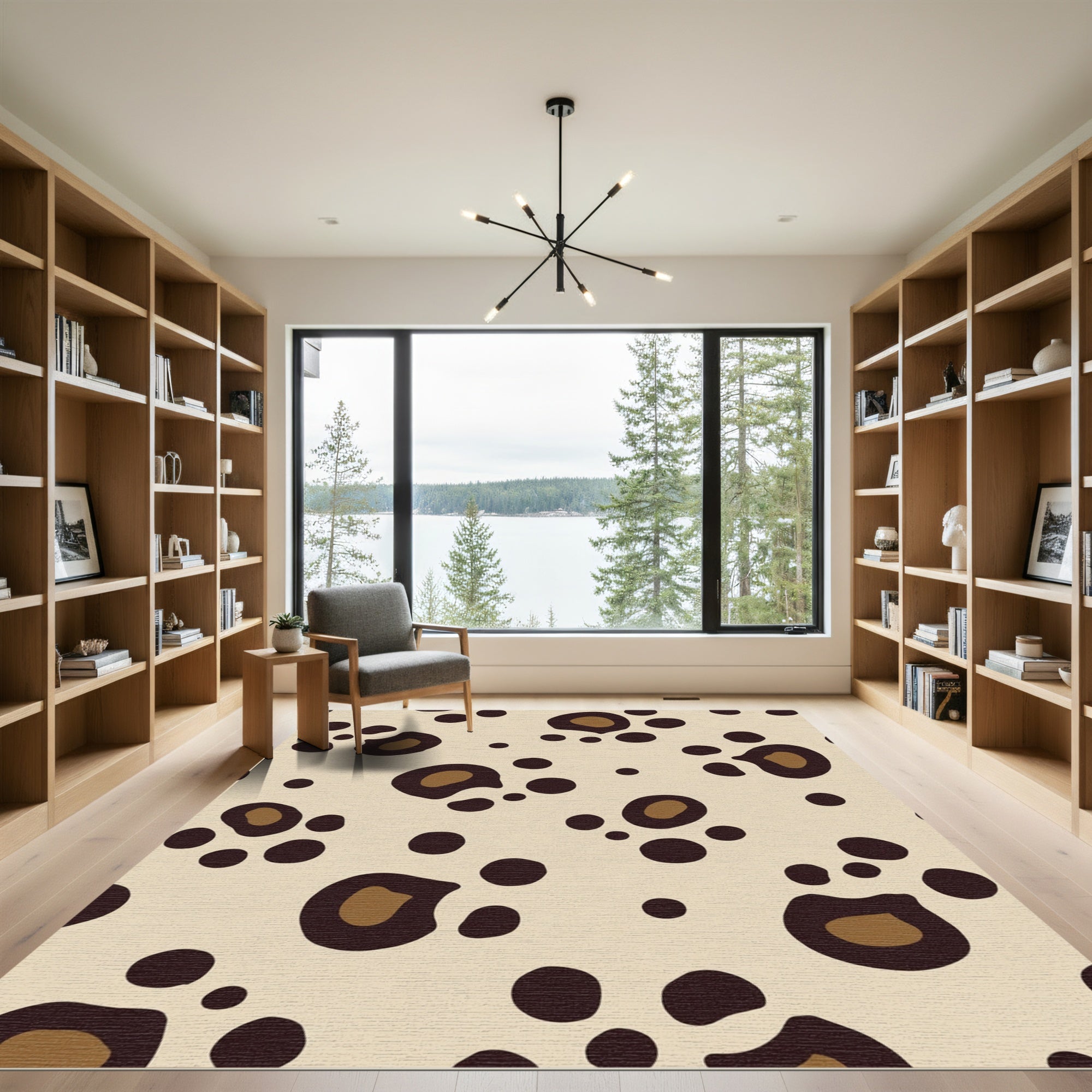 Beige Brown Spotted Animal Print Rug
