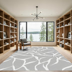 Gray White Organic Flow Rug