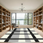 Black and White Plaid Geometric Rug