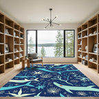 Oceanic Dolphins Coral Underwater Scene Rug