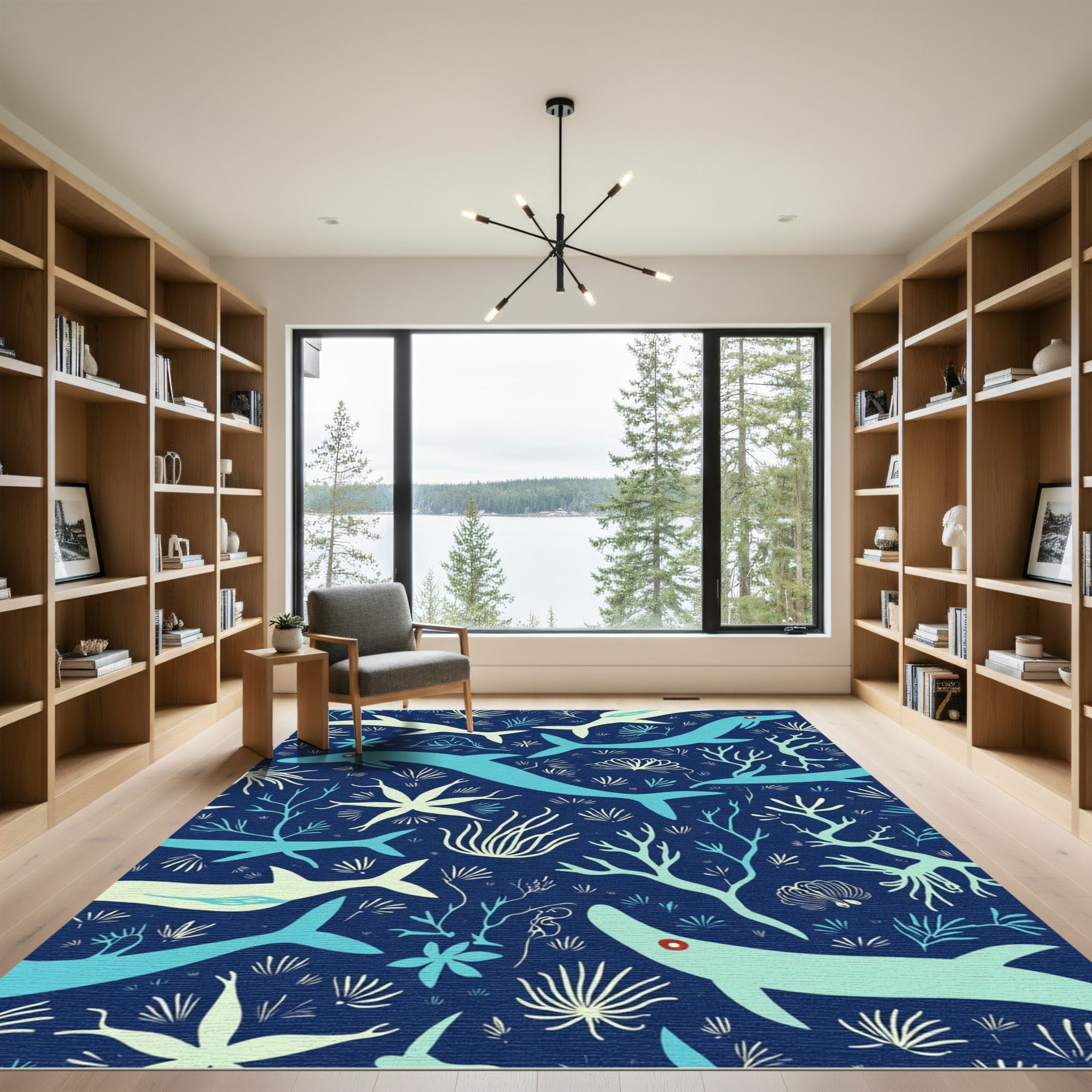 Oceanic Dolphins Coral Underwater Scene Rug