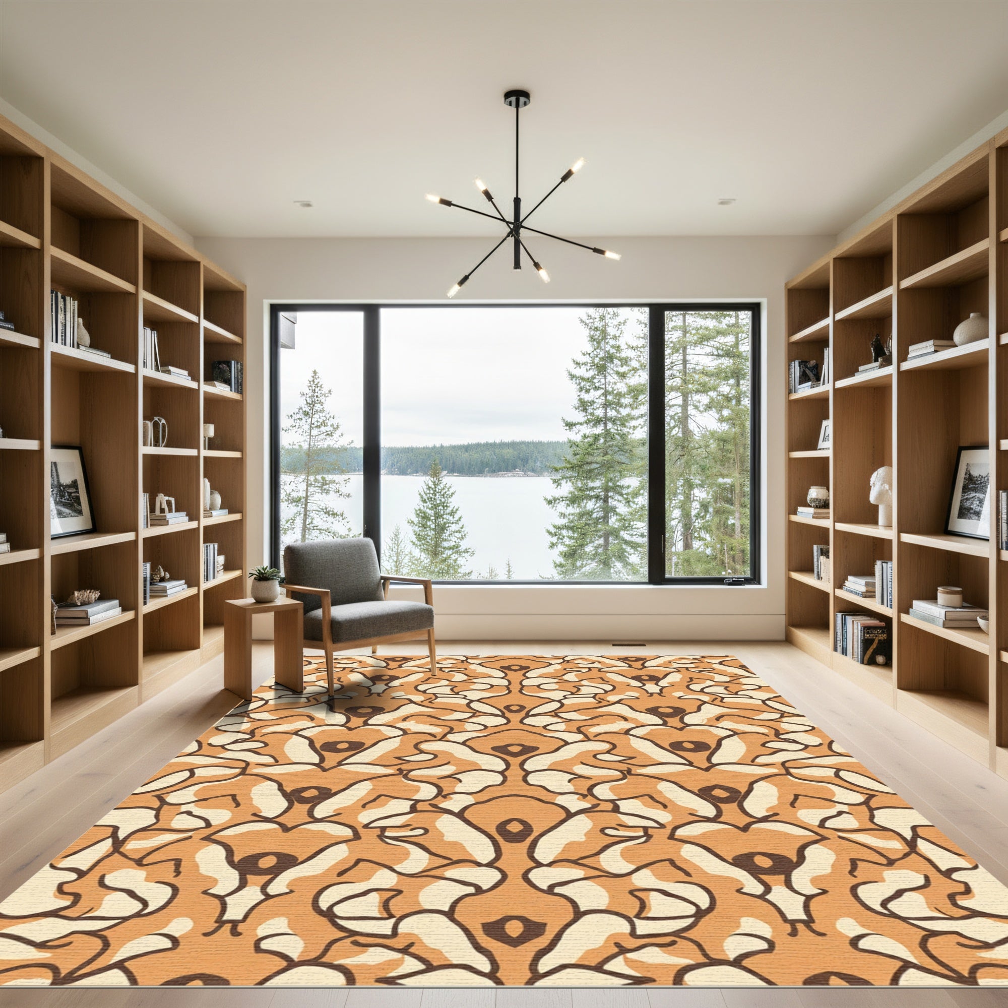 Brown Cream Organic Abstract Medallion Rug