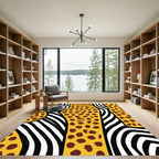 Yellow Brown Spotted Zebra Stripe Rug