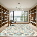 Geometric Abstract Square Grid Rug