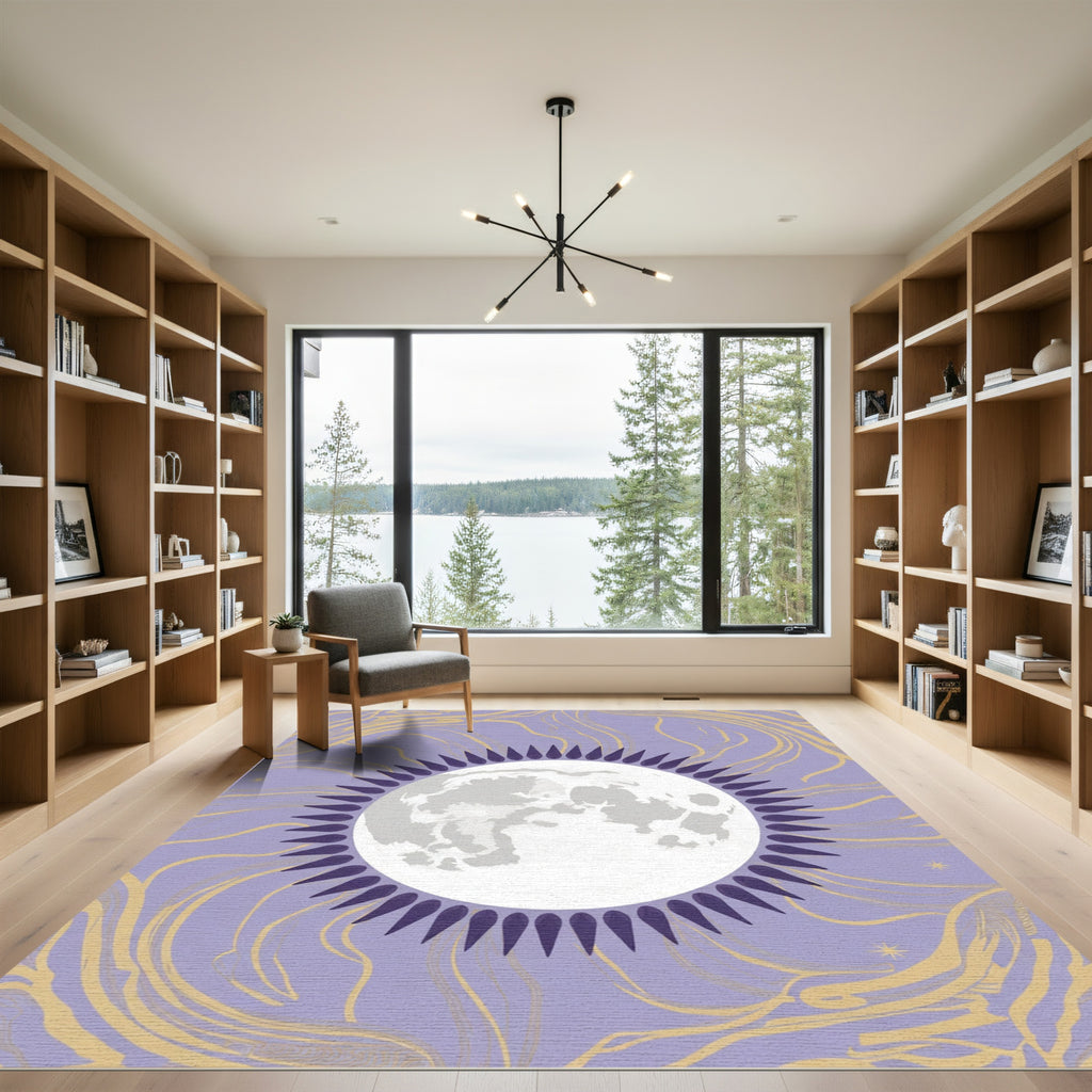 Celestial Moon Purple Swirl Accent Rug