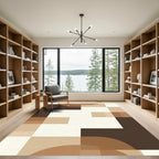 Earthy Tones Geometric Blocks and Curves Rug