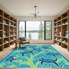 Oceanic Blue Turtle Sea Kelp Rug
