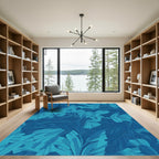 Deep Teal Lush Tropical Foliage Rug