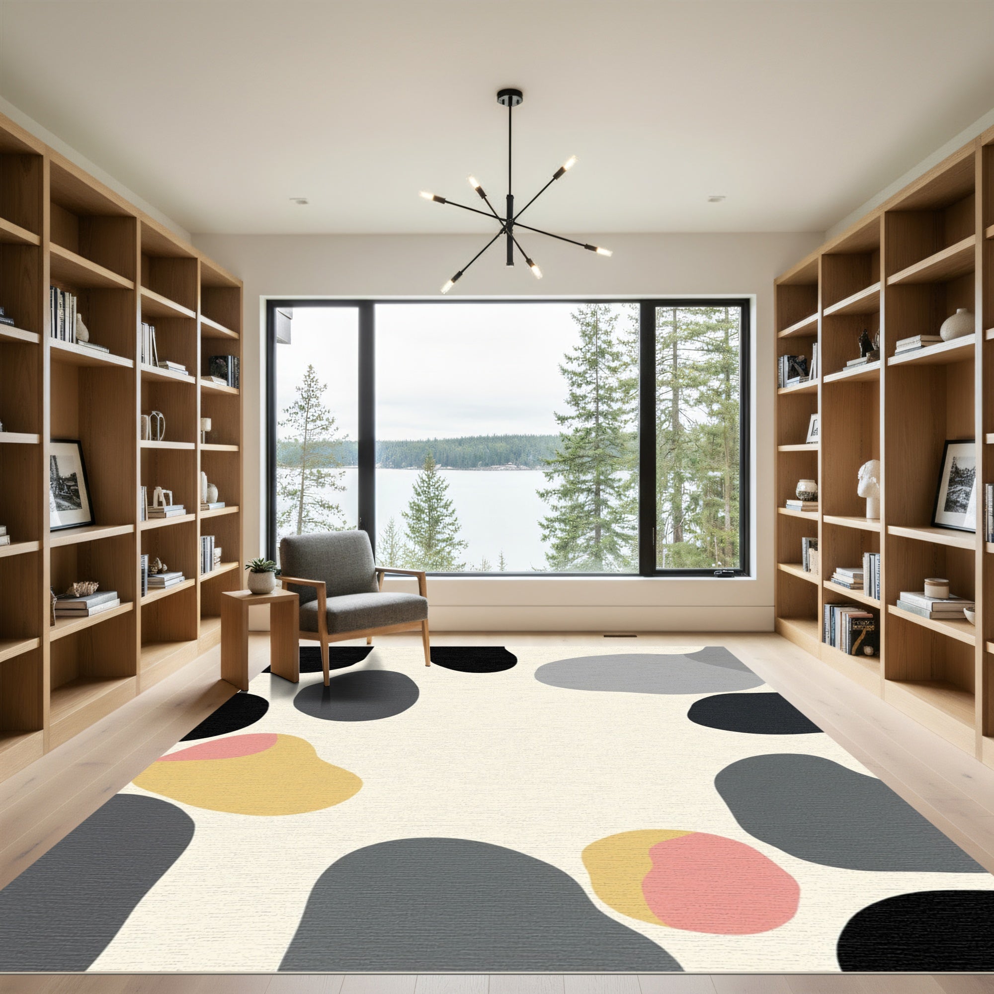 Abstract Organic Shapes Color Block Rug
