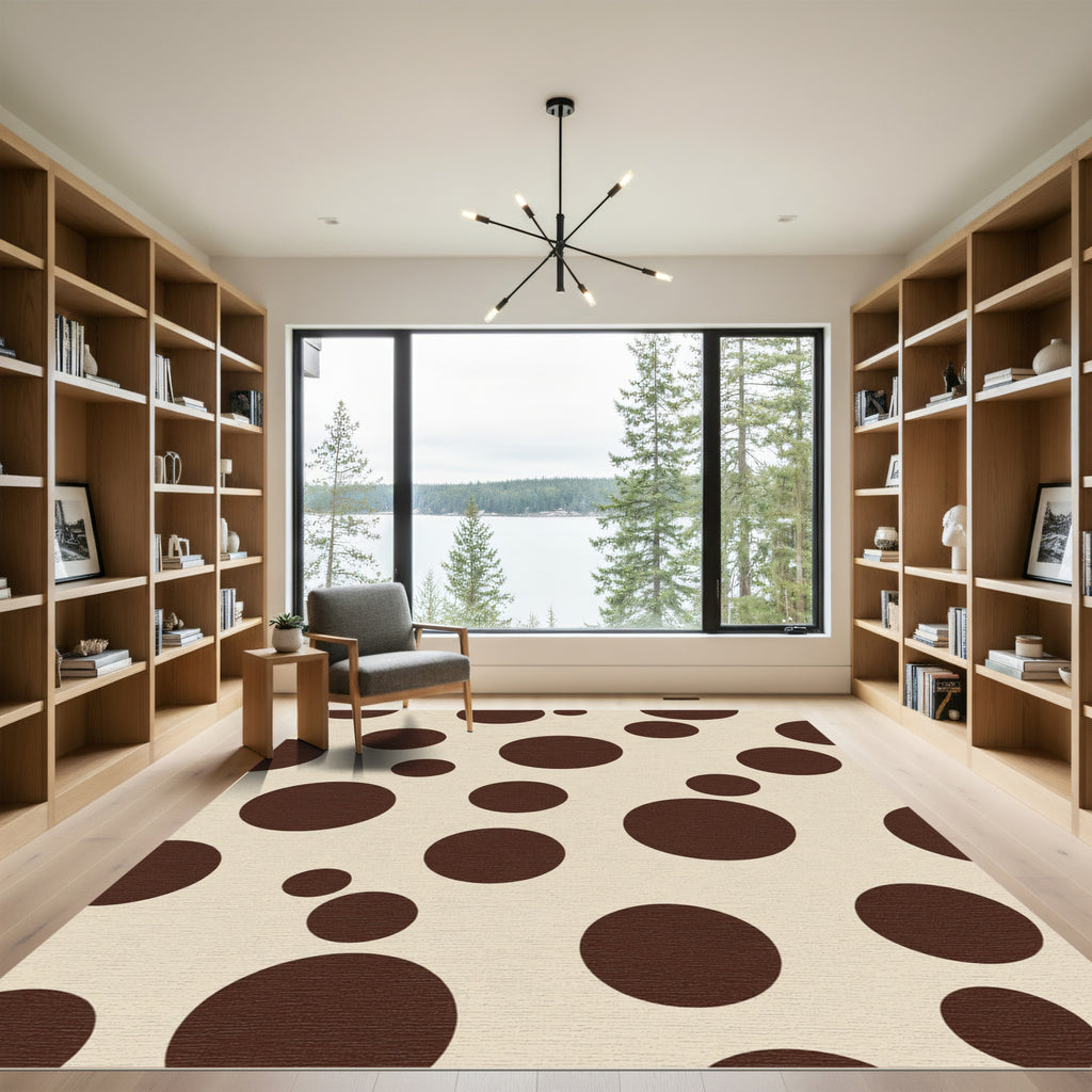 Cream and Brown Polka Dot Rug