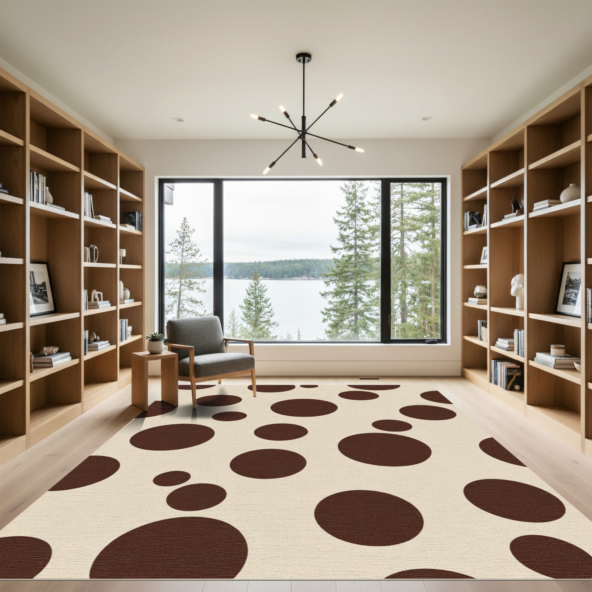 Cream and Brown Polka Dot Rug