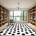 Black White Irregular Dots Composition Rug