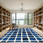 Modern Blue Rounded Squares Rug