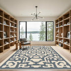 Blue Geometric Abstract Maze Rug
