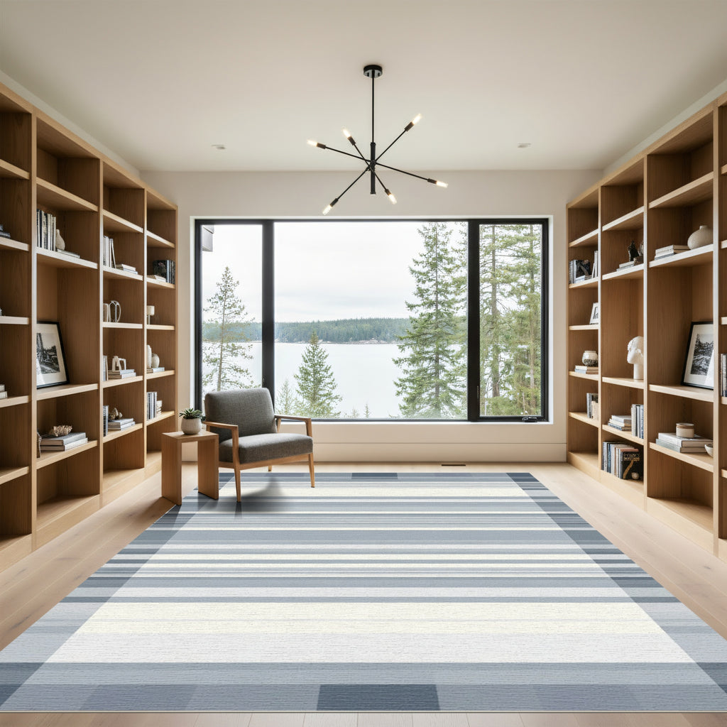 Classic Striped Grey Contemporary Rug