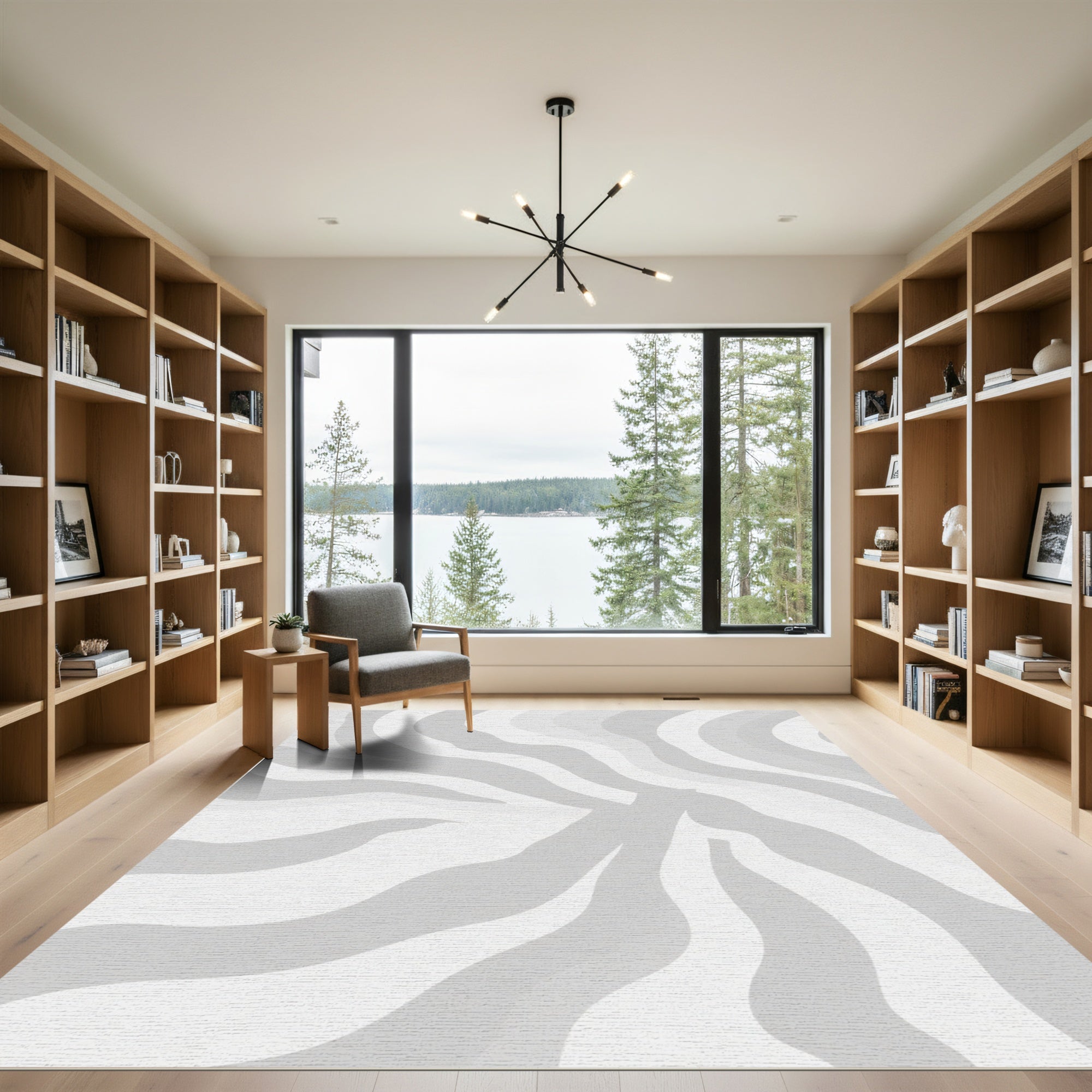 Monochromatic Grayscale Zebra Stripes Rug