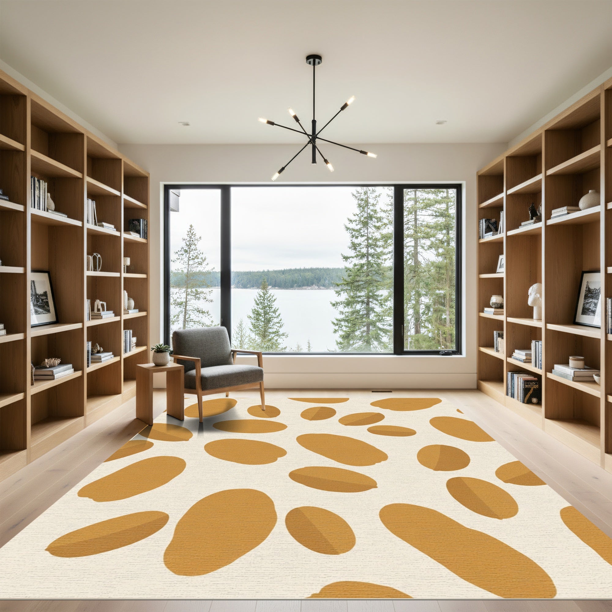 Caramel Ochre Organic Blob Arrangement Rug