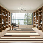 Neutral Wood Grain Horizontal Bands Rug