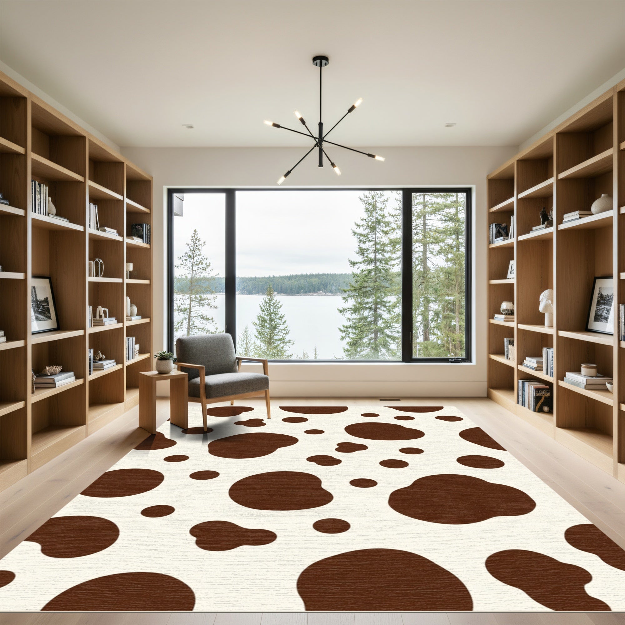 Brown Spotted Cream Blob Rug