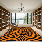 Bold Orange Black Swirls Rug
