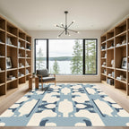 Geometric Abstract Arrangement Light Blue Rug