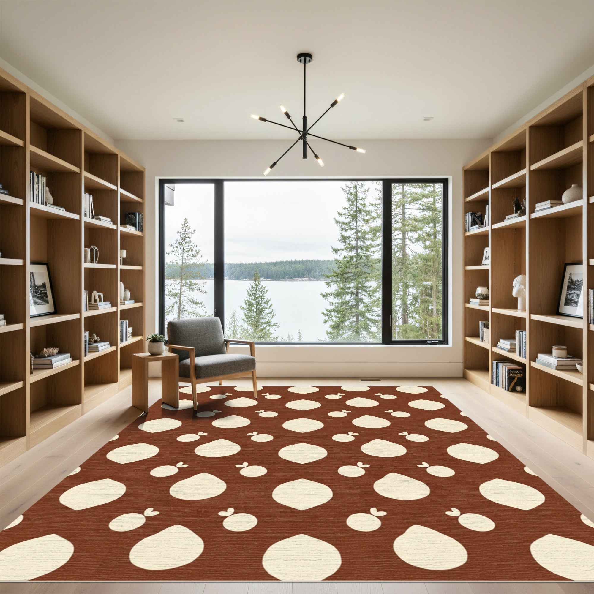 Cream and Brown Droplet Cluster Rug