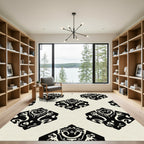 Black Diamond Damask Medallion Rug
