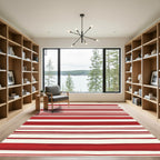 Crimson White Horizontal Stripe Accent Rug