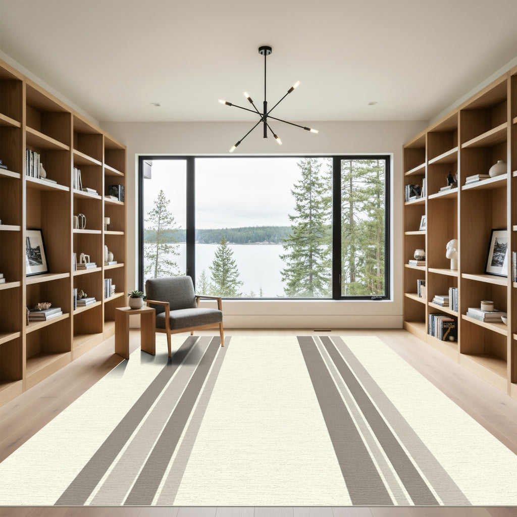 Neutral Toned Vertical Stripe Rug