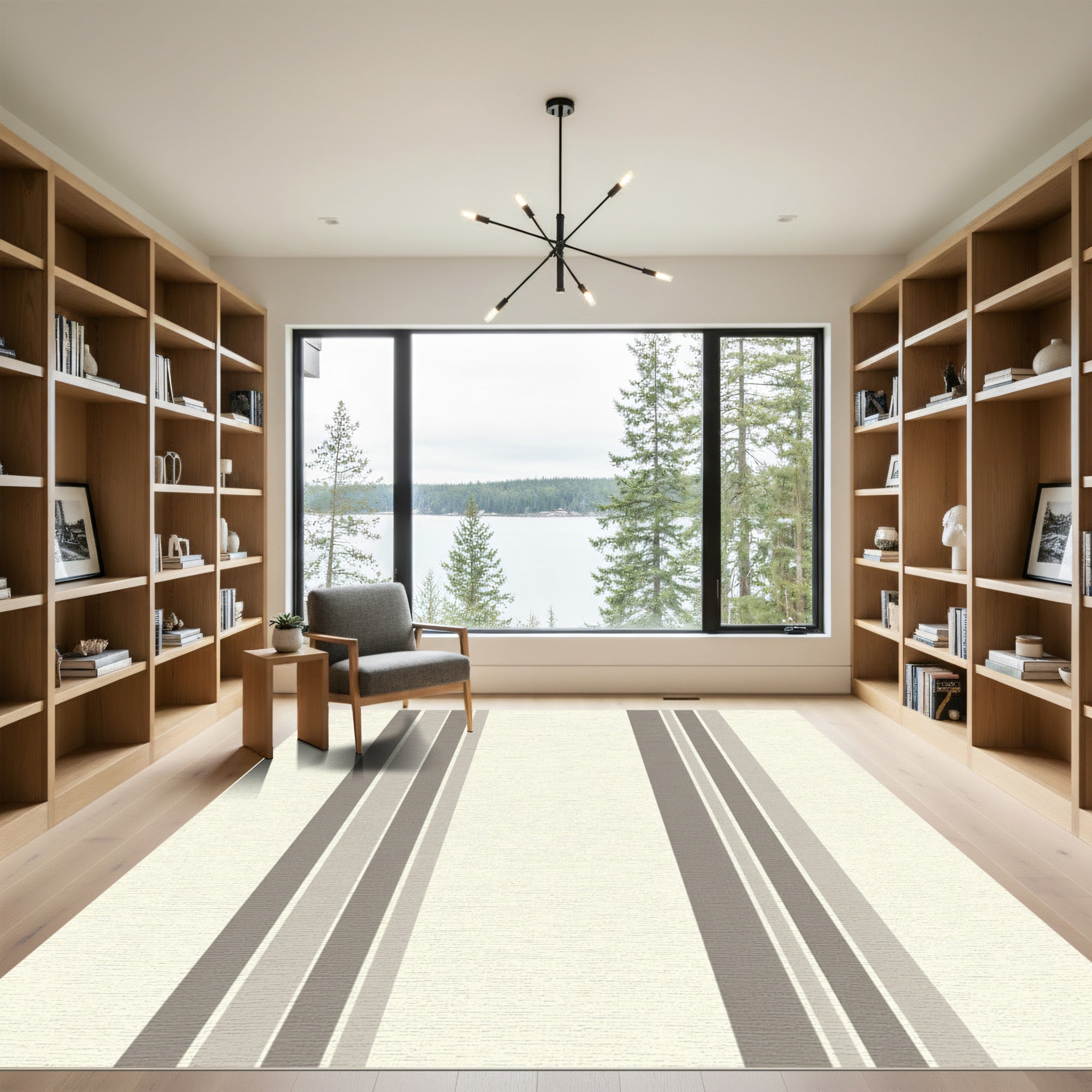 Neutral Toned Vertical Stripe Rug