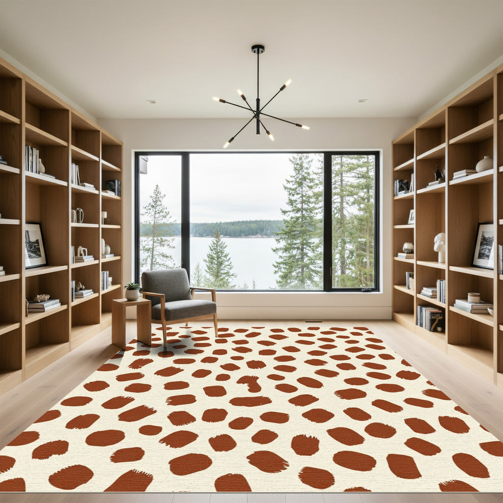 Brown Cream Brushstroke Spot Rug
