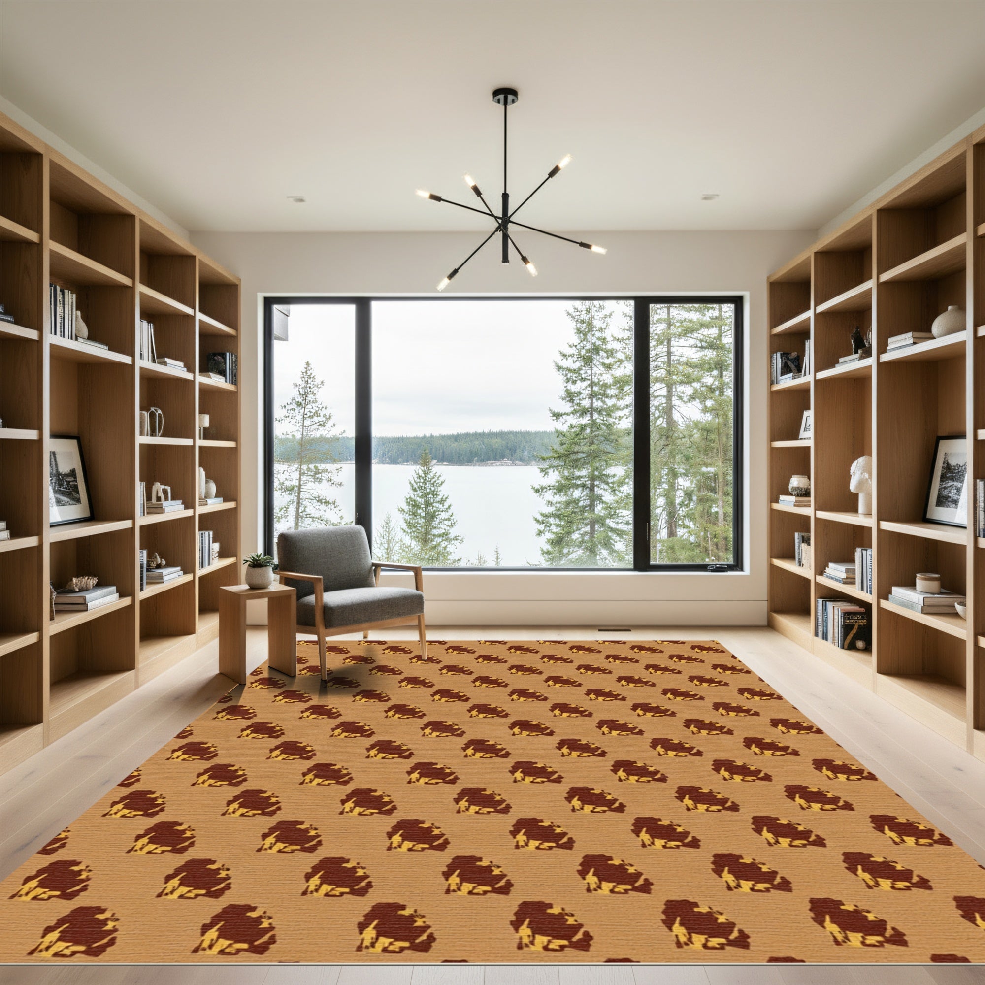 Brown And Gold Abstract Block Rug