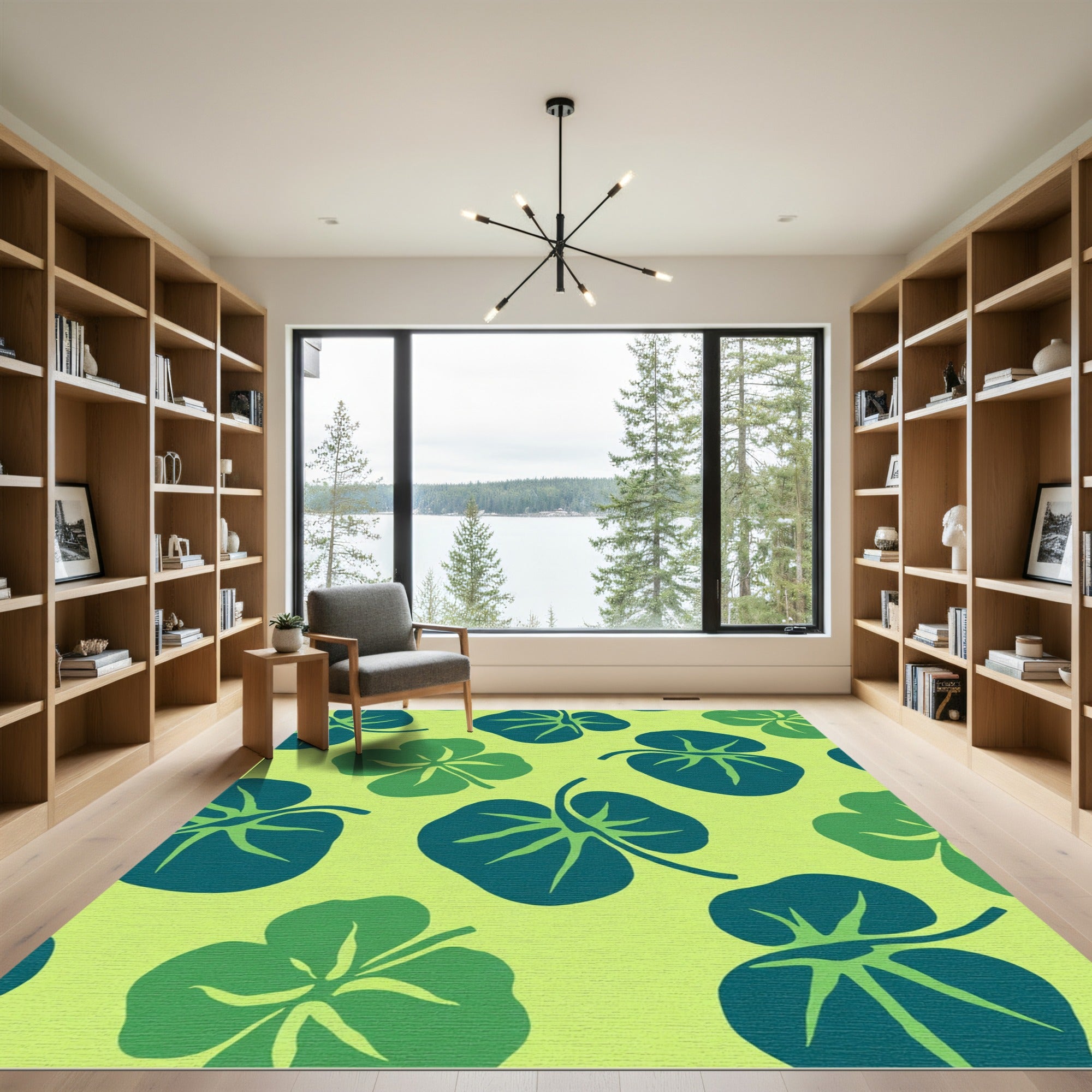 Tropical Green Leaf Meadow Rug
