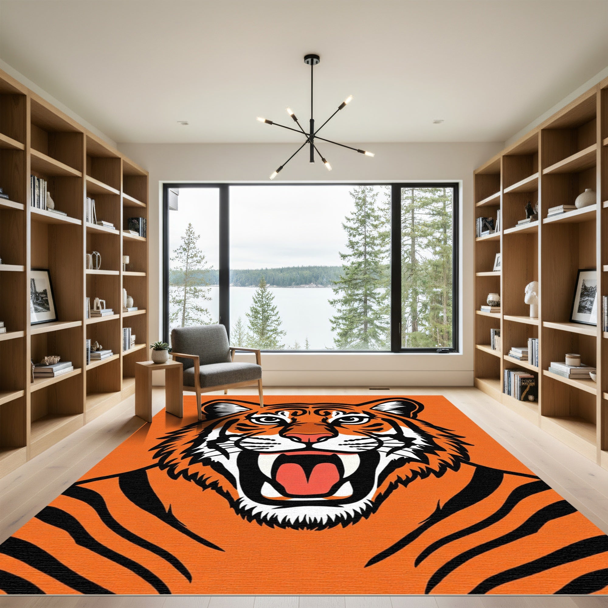 Fierce Orange Tiger Roaring Wildly Rug