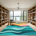 Abstract Wavy Layers Colorful Rug